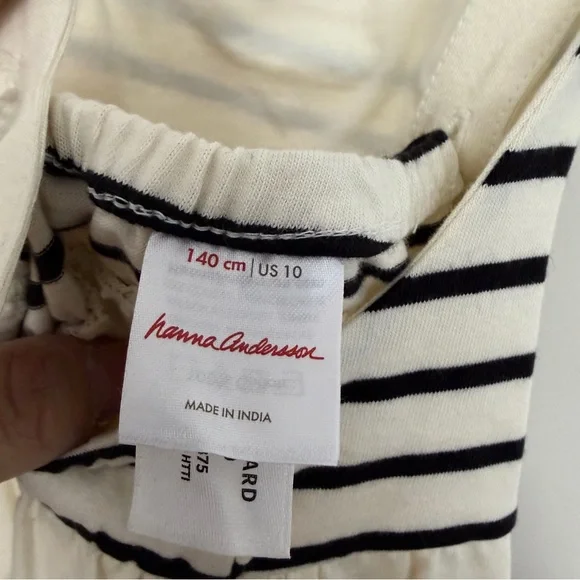 Hannah ANDERSSON Sleeveless Striped Crossback Dress with Pockets size 10 140cm - Picture 6 of 6